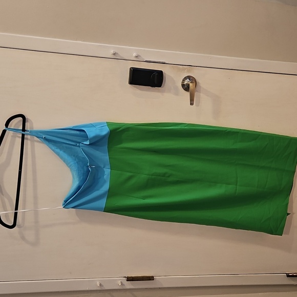 Petal + Pup Blue and Green Xiomar One Shoulder Midi Dress 10 NWT - Picture 6 of 10